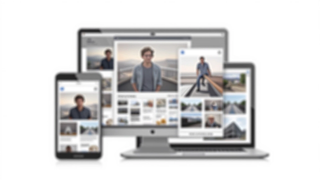 Bildgalerie Responsive Design auf Smartphone, Tablet und Desktop mit angepasstem Layout